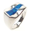 Silver Ring with Inlay Created Opal