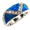 Silver Ring with Inlay Created Opal & White CZ