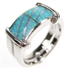 Silver Ring with Inlay Created Opal