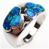 Silver Ring with Inlay Created Opal