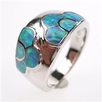 Silver Ring with Inlay Created Opal