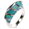 Silver Ring with Inlay Created Opal