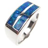 Silver Ring with Inlay Created Opal