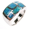 Silver Ring with Inlay Created Opal