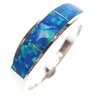 Silver Ring with Inlay Created Opal