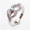 Silver Ring with Inlay Created Opal & White CZ