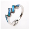 Silver Ring with Inlay Created Opal