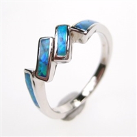 Silver Ring with Inlay Created Opal