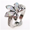 Silver Ring with Inlay Created Opal and White CZ