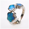 Silver Ring with Inlay Created Opal & White CZ