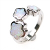 Silver Ring with Inlay Created Opal and White CZ