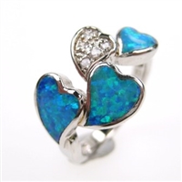 Silver Ring with Inlay Created Opal & White CZ