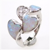 Silver Ring with Inlay Created Opal and White CZ