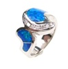 Silver Ring w/ Inlay Created Opal & White CZ