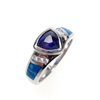 Silver Ring with Inlay Created Opal, White and Tanzanite CZ