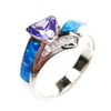 Silver Ring with Inlay Created Opal, White and Tanzanite CZ