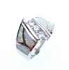 Silver Ring with Inlay Created Opal & White CZ