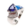 Silver Ring w/ Inlay Created Opal, White & Tanzanite CZ