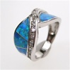 Silver Ring with Inlay Created Opal & White CZ