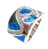 Silver Ring w/ Inlay Created Opal & White CZ