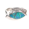 Silver Ring with Inlay Created Opal & White CZ