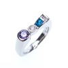 Silver Ring with Inlay Created Opal, Tanzanite CZ