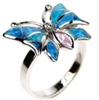 Silver Ring (Rhodium Plated) w/ Inlay Created Opal & Pink CZ