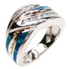 Silver Ring (Rhodium Plated) w/ Inlay Created Opal & Amethyst CZ