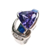 Silver Ring with Inlay Created Opal, White and Tanzanite CZ