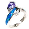 Silver Ring with Inlay Created Opal, White & Tanzanite CZ