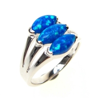 Silver Ring with Inlay Created Opal