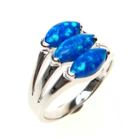 Silver Ring with Inlay Created Opal