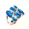 Silver Ring with Inlay Created Opal