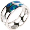 Silver Ring (Rhodium Plated) w/ Inlay Created Opal