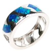 Silver Ring (Rhodium Plated) w/ Inlay Created Opal