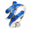 Silver Ring (Rhodium Plated) w/ Inlay Created Opal