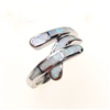 Silver Ring (Rhodium Plated) w/ Inlay Created Opal