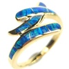 Silver Ring (Gold Plated) w/ Inlay Created Opal