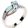 Silver Ring (Rhodium Plated) w/ Inlay Created Opal