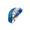 Silver Ring w/ Inlay Created Opal & White CZ