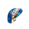 Silver Ring (Gold Plated) w/ Inlay Created Opal & White CZ