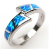 Silver Ring w/ Inlay Created Opal & White CZ