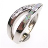 Silver Ring w/ Inlay Created Opal & White CZ