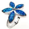 Silver Ring with Inlay Created Opal