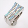 Silver Ring w/ Inlay Created Opal