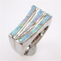 Silver Ring w/ Inlay Created Opal