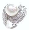 Silver Ring W/ Fresh Water Pearl And White CZ