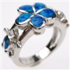 Silver Ring with Inlay Created Opal