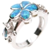 Silver Ring with Inlay Created Opal