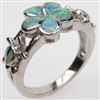 Silver Ring with Inlay Created Opal